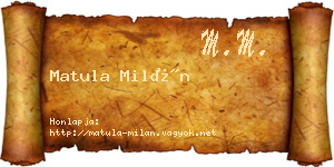Matula Milán névjegykártya