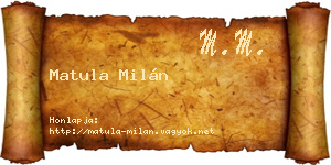 Matula Milán névjegykártya